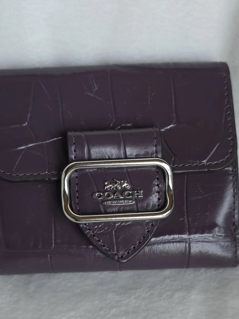 Coach Women’s Purple Croc-Embossed Leather Wallet
